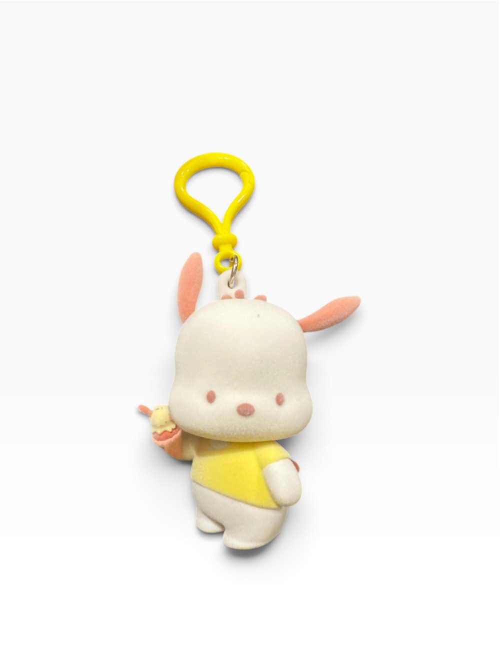 Sanrio Pochacco Keychain Flocked Hanger White Yellow